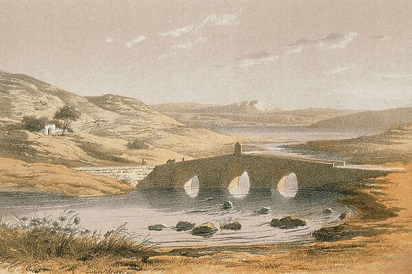 Jacobs Bridge over the Jordan River. Etching by Bernatz et alii - Steinkopk J. F. Editore