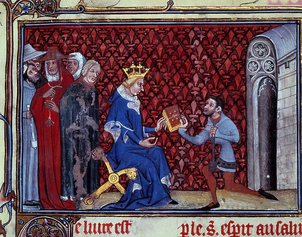 Jacques Bauchant presents his book to King Charles V (1338-1380