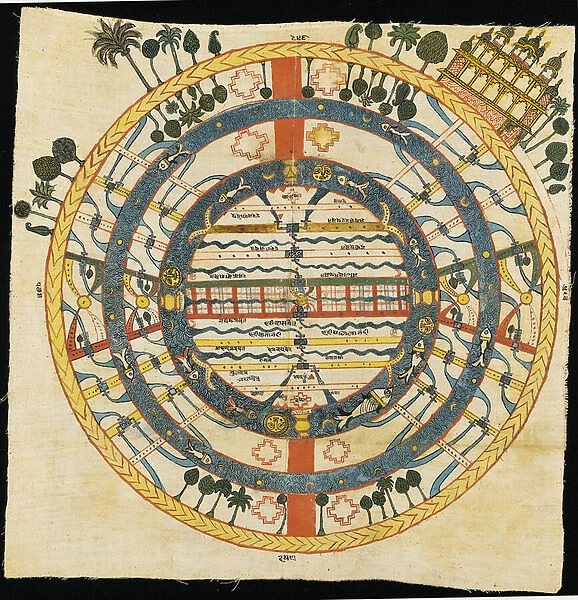 Jain Cosmic diagram, Jambudvpida, Bikaner (w  /  c on paper)