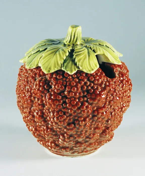 Framed Print : Jam container in shape of raspberry, ceramic, height 14 cm, L'Ancora manufacture, Nove di Bassano, Veneto, Italy, 20th century