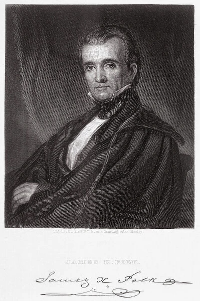 James Knox Polk, engraved by Henry Bryan Hall (1808-84) (engraving)