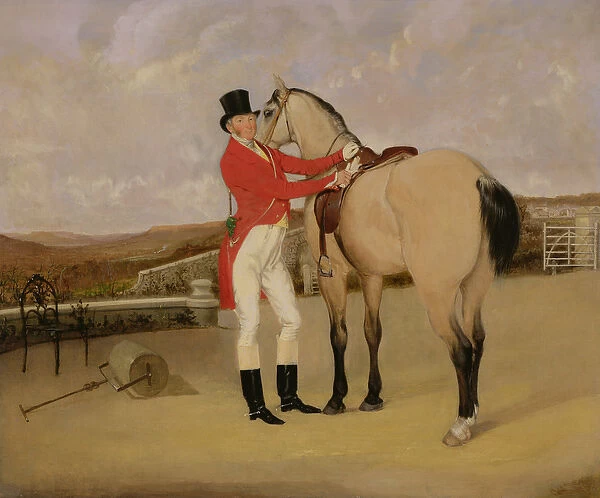 James Taylor Wray of the Bedale Hunt with his Dun Hunter (oil on canvas)
