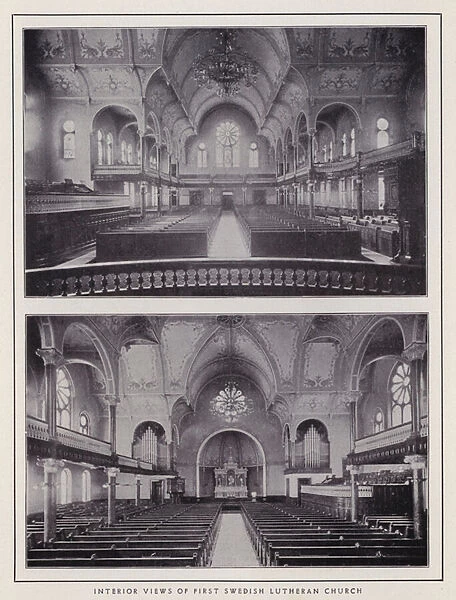 Jamestown, NY: Interior Views of First Swedish Lutheran Church (b  /  w photo)