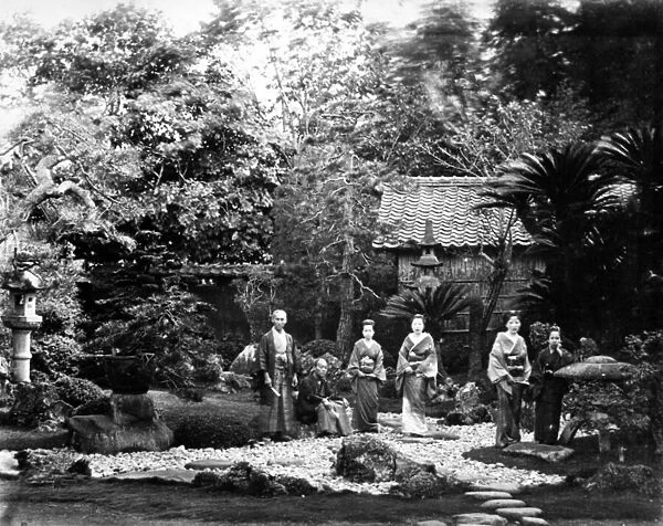 Japanese Garden at Hara, c. 1860s (b  /  w photo)