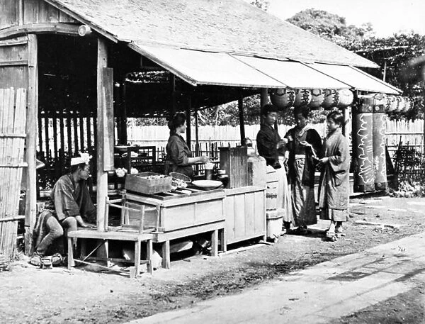 Japanese Street Food Stall, c. 1860-80 (b  /  w photo)