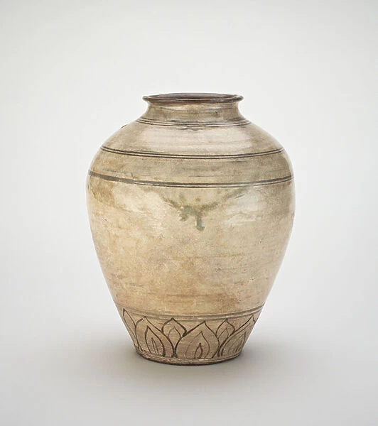 Jar, second half of 15th-first half of 16th century (stoneware with white slip and iron pigment under transparent glaze)