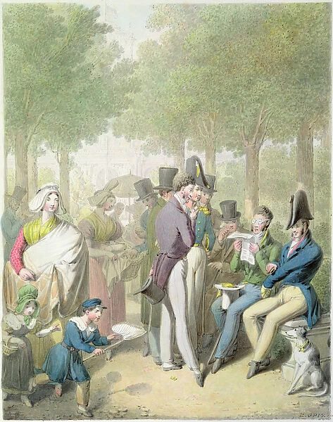 The Jardin des Tuileries, from Tableau de Paris (w  /  c on paper)