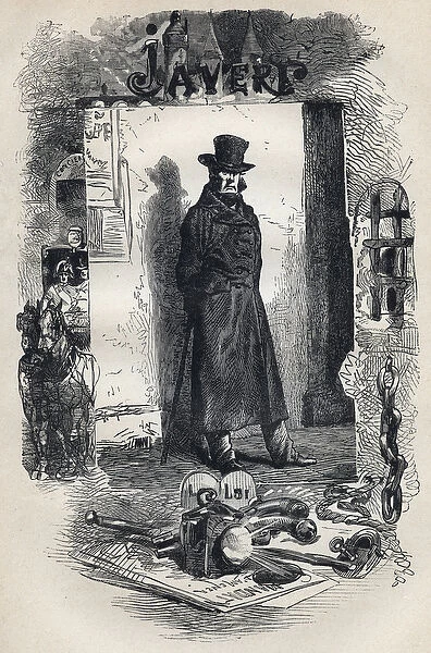 Javert, illustration of novel 'Les Miserables'by de Victor Hugo
