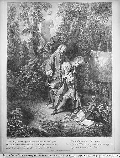 Jean Antoine Watteau and his friend Monsieur de Julienne, engraved by Nicolas Henri Tardieu