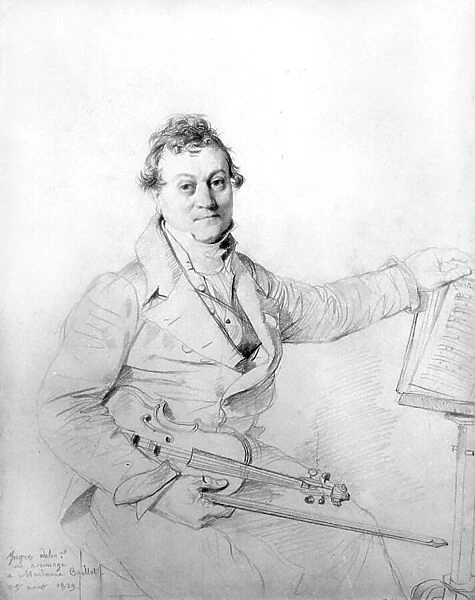 Jean Auguste Dominique Ingres with his violin. drawing, 1829