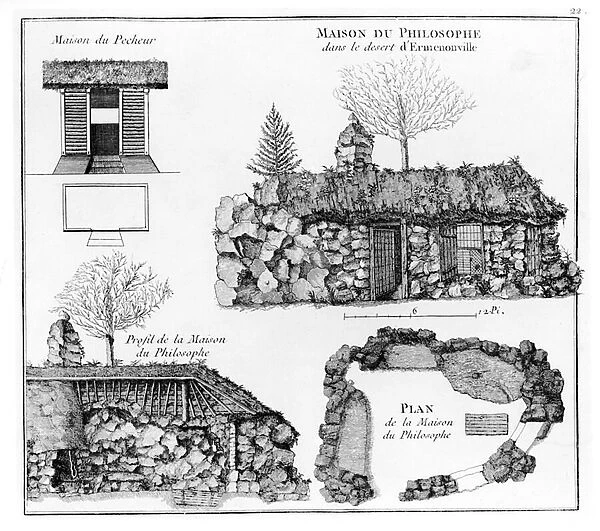 Jean-Jacques Rousseaus Hermitage in Ermenonville (engraving) (see also 430491)