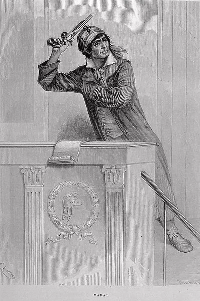 Jean Paul Marat (1743-93) Inciting Revolution, engraved by Stephane Pannemaker (1847-1930)