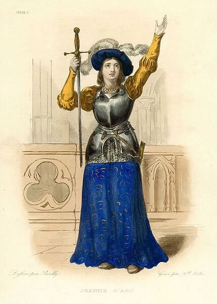 Jeanne d Arc (coloured engraving)