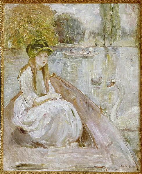 Jeanne Fourmanoir Aside the Lake. (oil on canvas, 1892)