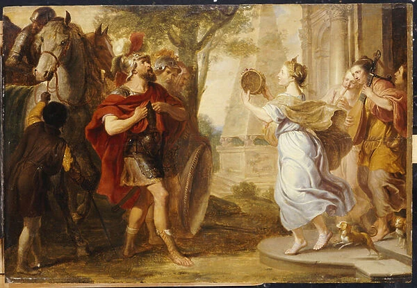 Jepthah greeted by his Daughter (oil on panel)