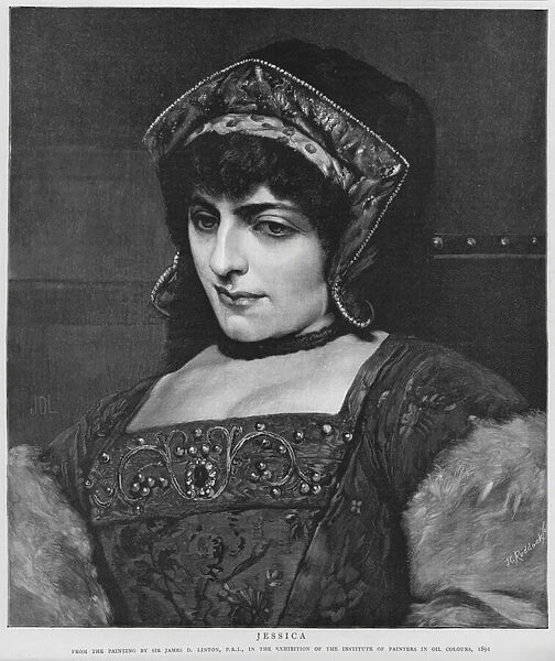 Jessica, painting in the exhibition of the Institute of Painters in Oil Colours, 1891 (litho)