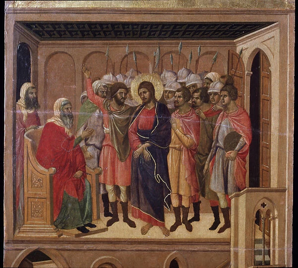 Jesus in front of Annas. Maesta altarpiece (tempera and gold on wood, 1308-1311)