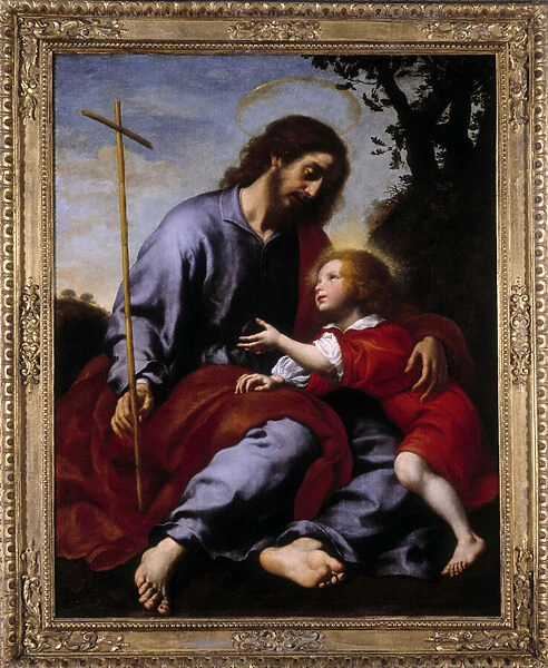 Jesus Child taking the cross of St. Joseph. Painting by Carlo Dolci (1616-1686). Oil on canvas. Italian school. Musee des beaux Arts - Palais Longchamp, Merseille