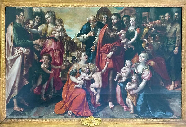 Jesus among children, 1585, Marten van Vos (oil on panel)