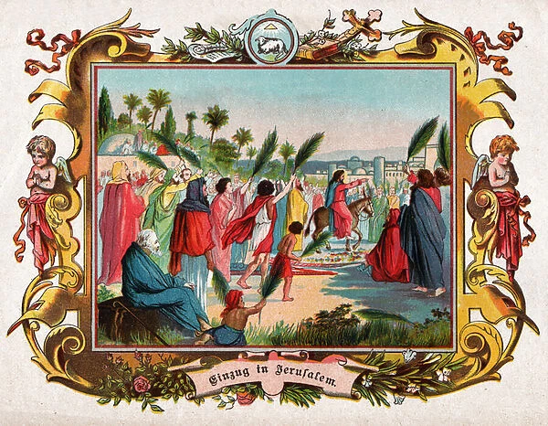 Jesus Christ in Jerusalem, circa 1900 (engraving)