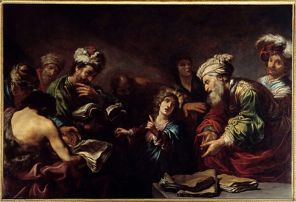 Jesus among the doctors. Painting by Claude Vignon (1593-1670), 1623. Oil on canvas