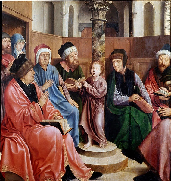 Jesus among the Doctors Painting by Quentin Metsys (1466-1530) (ec. flam