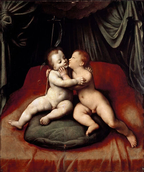 Jesus and st John Baptist as a child (Painting, 16th century)