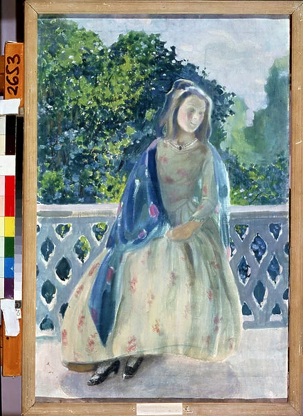'Jeune fille au balcon'Peinture de Viktor (Victor) Elpidiforovich Borisov-Musatov (Borisov Musatov) (1870-1905) 1900 State A. Radishchev Art Museum Saratov
