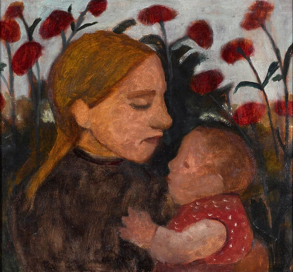 'Jeune fille avec un enfant'(Girl with child) Peinture de Paula Modersohn-Becker (1876-1907) - 1902 - Oil on cardboard Dim 66, 3x71 cm Gemeentemuseum Den Haag (La Haye) Pays Bas