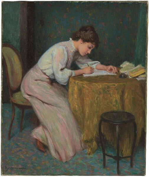 Jeune fille ecrivant (Young woman writing), 1874 (oil on canvas)
