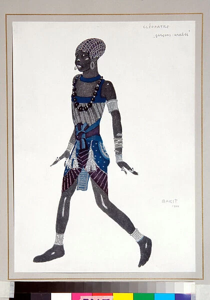 'Jeune garcon arabe'Costume dessine par Leon Bakst (1866-1924) pour le ballet 'Cleopatre'des Ballets russes, 1909 Collection privee