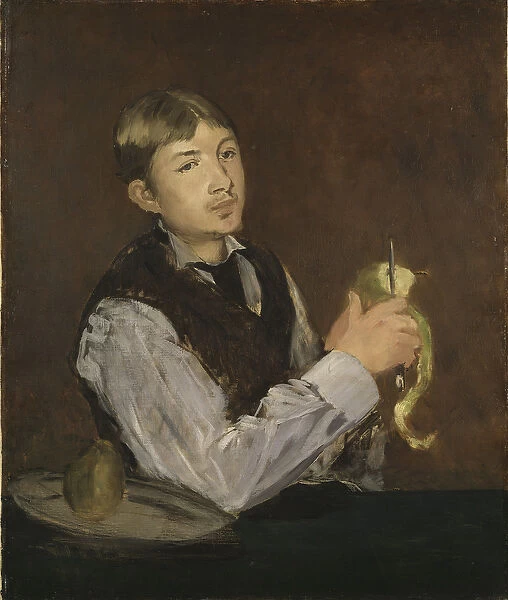 Jeune homme pelant une pomme - Young Boy Peeling a Pear, by Manet, Edouard (1832-1883)