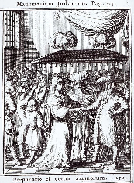 Jewish Wedding (engraving) (b  /  w photo)