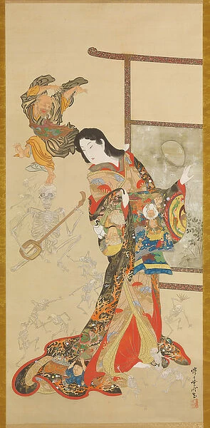 Jigoku Dayu (ink, colours & gold on silk)