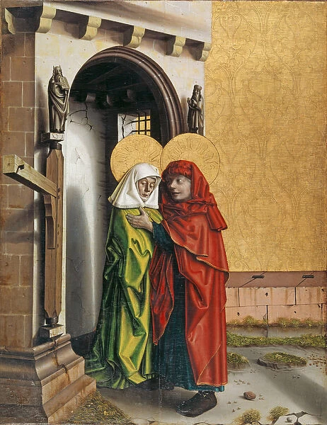 Joachim and Anne at the Golden Gate, c. 1437-40 (mixed technique on wood)