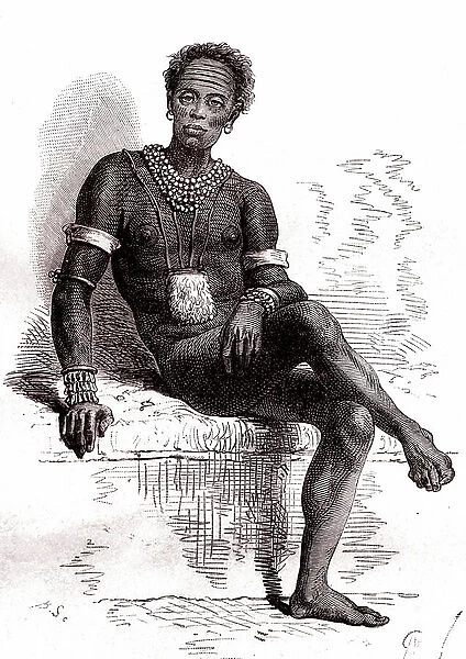 Joctian, Chief of the Nuer tribe.Upper Nile valley, 1867 (engraving)