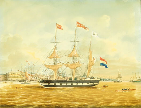 The Johan Melchior Kemper at Anchor by Rotterdam Harbour (pencil