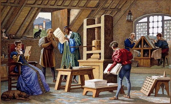 Johannes Gensfleisch Gutenberg (1400-1468), inventor of the printing press (1438)