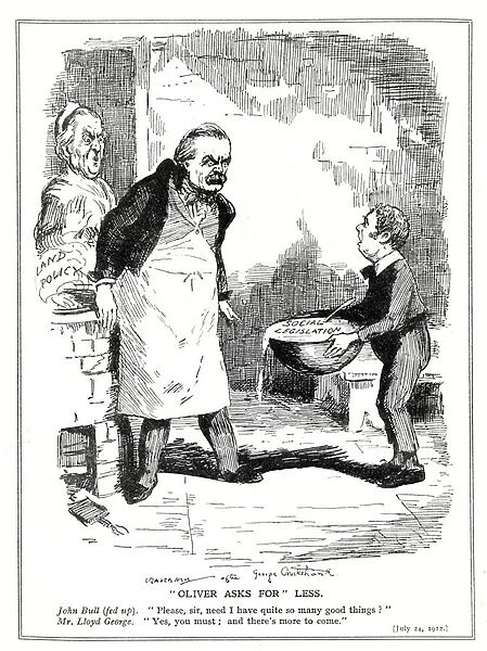 John Bull complains to Lloyd George that there is too much reform in his social