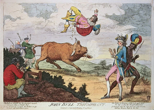 John Bull Triumphant, published by William Humphrey, 4th January 1780 (coloured lithograph)