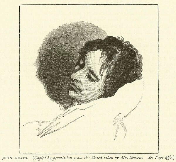 John Keats, copied by permission from the sketch taken by Mr Severn (engraving)
