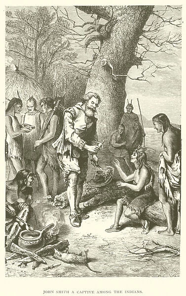 John Smith a Captive among the Indians (litho)