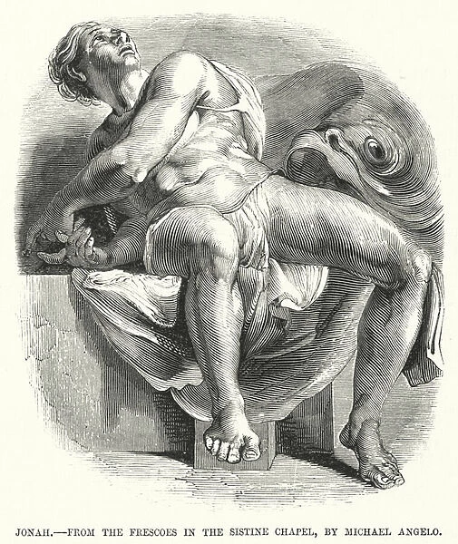 Jonah, from the Frescoes in the Sistine Chapel, by Michael Angelo (engraving)