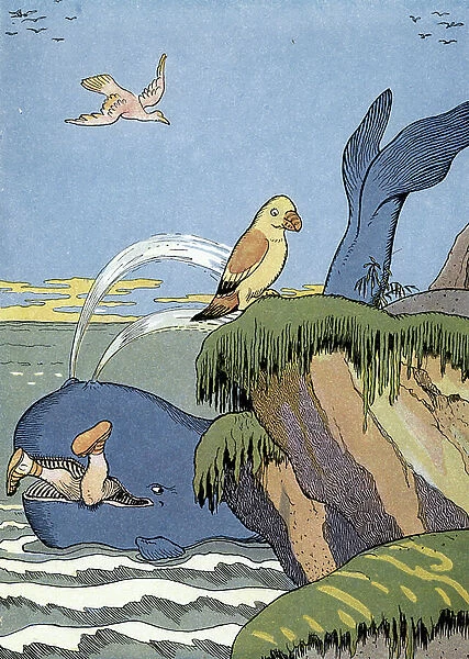 Jonas swallows by the whale, 1926 (Illustration)