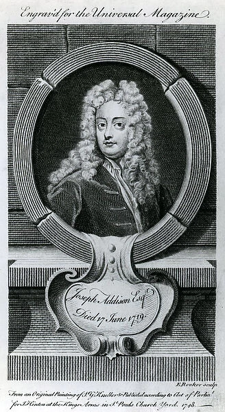 Joseph Addison, Esquire (1672-1719) Illustration for the Universal Magazine, 1748