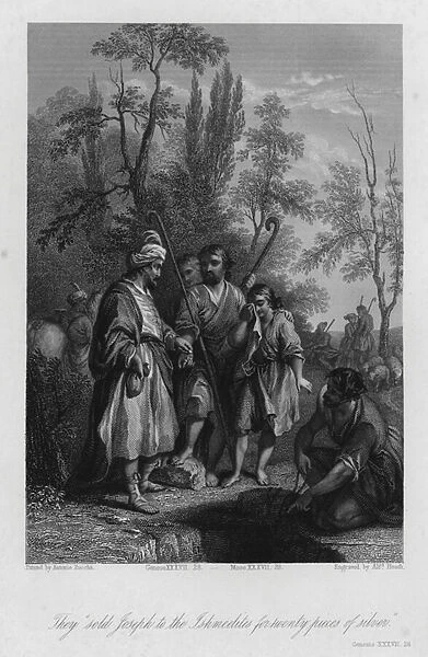 Joseph sold to the Ishmeelite Merchants, Genesis XXXVII, 28 (engraving)