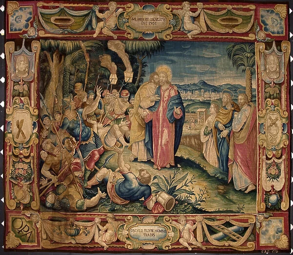 Judas kiss. Tapestry made in the manufactures of Brussels. 16th century Genes, Musei di Strada Nuova