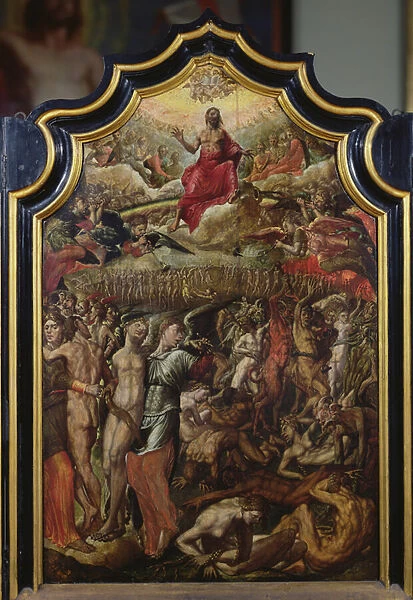 The Last Judgement, central panel of a triptych, 1555 (oil on panel) (detail of 232608)