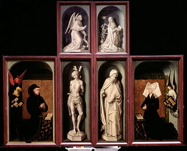 The Last Judgement when closed, depicting the donors Chancellor Nicholas Rolin