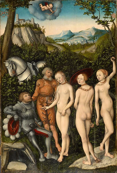 The Judgement of Paris, 1528 (mixed media on wood)